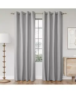 Пара текстурированных затемняющих штор с люверсами (2 панели), 52 дюйма × 84 дюйма Awesome Home, silver