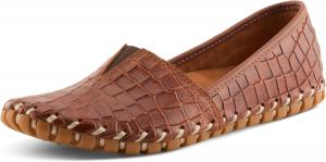Женские мокасины Spring Step Kathaleta из премиальной кожи - удобные балетки с мягкой стелькой, резиновой подошвой и элегантной строчкой, Croco Camel