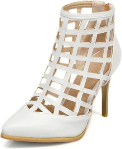 Женские модные ботильоны с заостренным носком, сзади на молнии, на высоком каблуке-стилет, короткие сандалии JOEUSTY, White