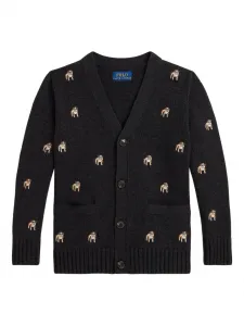 Кардиган с вышивкой POLO RALPH LAUREN KIDS, серый