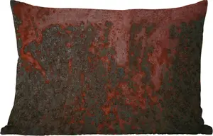 Подушка для улицы - черная - ржавчина - металл - 50x30 см - водонепроницаемая - подушка для отдыха - подушка для дивана - украшение для гостиной MuchoWow