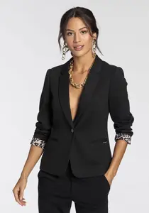 Блейзер из джерси Bruno Banani, подкладка с леопардовым принтом, черный