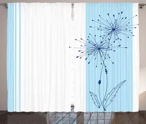 Полосатая штора ABAKUHAUS в деревенском стиле с вертикальными длинными полосами, универсальная ленточная штора для гостиной с петлями и крючками, 280 x 175 см, светло-голубая Abakuhaus