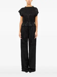 Блузка с цветочным узором и парчой MM6 Maison Margiela, черный