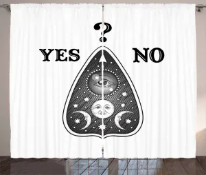 Штора для спиритических сеансов ABAKUHAUS в деревенском стиле, античный оракул, универсальная ленточная штора для гостиной с петлями и крючками, 280 x 225 см, белый, черный и серый Abakuhaus