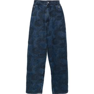 Джинсы Wide Leg с жаккардовым принтом Dragon Feng Chen Wang, синий