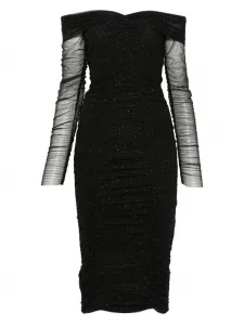 Мини-платье с открытыми плечами, украшенное пайетками NISSA, черный