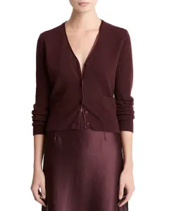 Кардиган с V-образным вырезом из шерстяной смеси Vince, красный