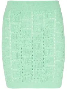 Юбка мини с монограммой BALMAIN, зеленый