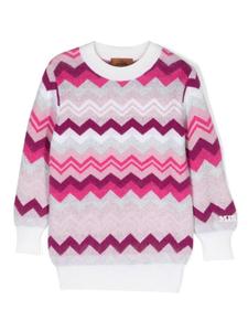 Missoni Kids джемпер с узором зигзаг, розовый