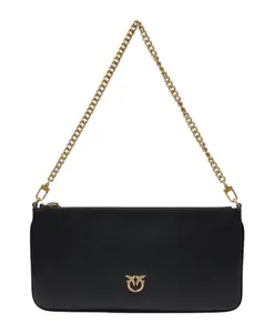 Кожаная сумка-клатч из весенне-летней коллекции Pinko, черный