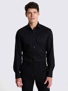 Хлопковая рубашка приталенного кроя с двойными манжетами Moss, Black