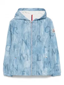 Куртка с джинсовым принтом Moncler Enfant, синий