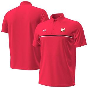 Мужская красная футболка поло Maryland Terrapins Performance Drive Chest Stripe Under Armour