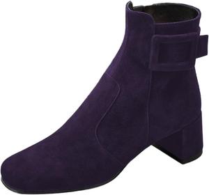 Женские ботильоны с низким квадратным каблуком, круглым носком и пряжкой, с боковой молнией, стильные, для вечеринок и клубов, удобные, короткие. Размеры US 4-16 Miss left, Dark Purple