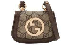 Блонди Канвас Седло Сумка Кошелек, Плечевая Сумка, Кроссбоди Экстра Мини Женская Эбони GUCCI