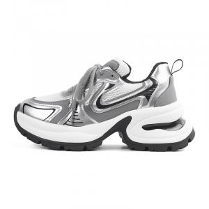 Противоскользящие, износостойкие, дышащие, легкие, низкие, массивные кроссовки, увеличивающие рост, женские, серебристо-серые BENZI, Silver Gray