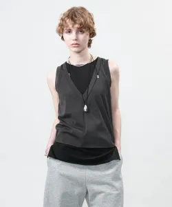 Многослойный топ без рукавов из шифона Tenjiku x Chiffon Astraet, цвет Black