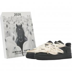 Nike Детские кроссовки Air Force 1 с противоскользящей, износостойкой и амортизирующей подошвой, для скейтбординга, бежевые и черные, для подростков