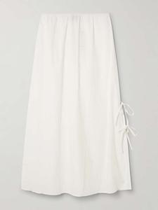 Юбка миди из органического хлопкового поплина с завязками Deiji Studios, белый
