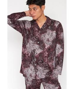 Рубашка для отдыха R by TORNADO MART с барочным леопардовым принтом можно носить как комплект, цвет Bordeaux