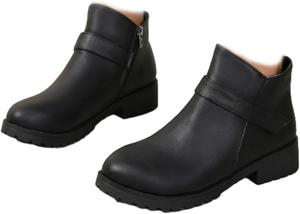 Женские ботильоны с круглым носком и боковой молнией, модные осенние ботинки на низком квадратном каблуке, для повседневной носки ZPLMIDE, Black