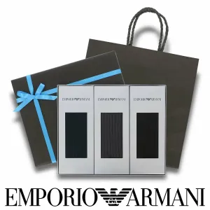 Подарочный набор EMPORIO ARMANI из 3 деловых всесезонных носков из хлопковой смеси с бумажным пакетом.