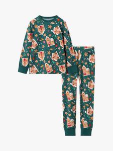 Детский пижамный комплект из хлопковой смеси с принтом "пряничный домик" Polarn O. Pyret, Green