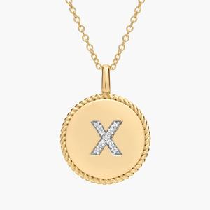 Подвеска с инициалом «Буква X» из желтого золота 14 карат с бриллиантами Blue Nile