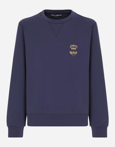 Хлопковый джемпер из трикотажа с вышивкой Dolce & Gabbana, синий