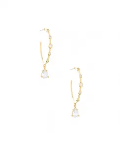 Изящные серьги-кольца с подвесками из кубического циркония Ettika, gold