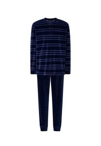 Мужская зимняя длинная бархатная пижама в полоску, синяя El Búho NOCTURNO, синий