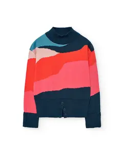 Детская кофта для девочки с длинным рукавом и воротником-стойкой Boboli, многоцветный