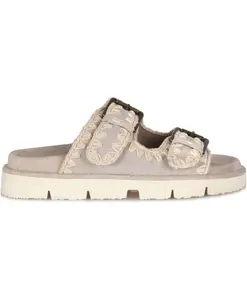 Удобные сандалии из органического материала с двумя пряжками. Mou, серый