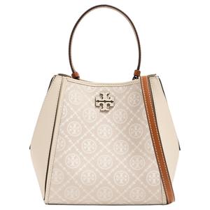 Сумка-ведро McGraw Litchi из зернистой кожи, сумка через плечо, кросс-боди, маленькая женская сумка цвета айвори TORY BURCH