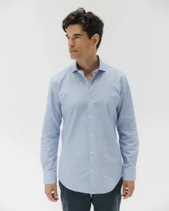 Мужская рубашка в полоску из ткани оксфорд с итальянским воротником El Pulpo, светло-голубой