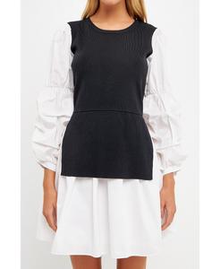 Женское мини-платье смешанной техники English Factory