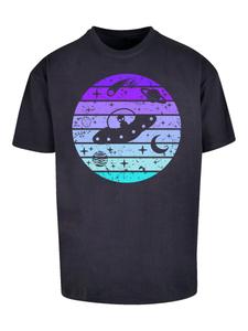 Рубашка F4NT4STIC Retro Alien Weltraum Sonnenuntergang, бирюзовый/темно-синий