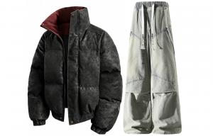 Повседневный спортивный костюм Unisex с воротником стойкой утепленный X1617, черный top+желтый mud pants