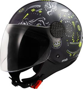 LS2 of558 sphere lux ii maxca jet helmet, Black/Neon Yellow