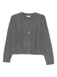 Кардиган на пуговицах с вязкой "косы" Liu Jo, серый