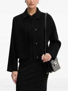 Однобортное пальто с воротником на пуговицах BOSS, черный
