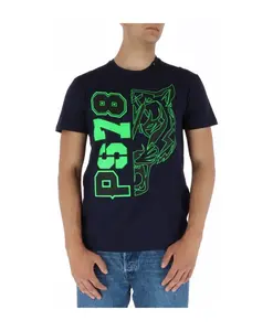 Черная футболка с короткими рукавами и принтом Plein Sport, синий