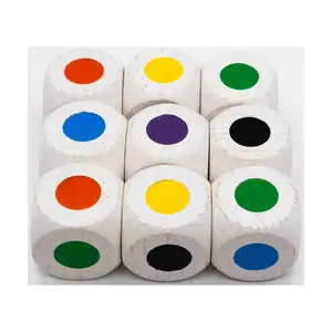 d6 Дерево – Белый с цветными гранями (9), Dice - Wood (Koplow)