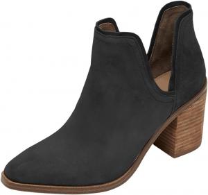 Женские ботильоны FOWT с заостренным носком и высокой голенью, каблук-блок средней высоты, вырезы, на молнии, повседневная обувь, размер 4-16 US, Black