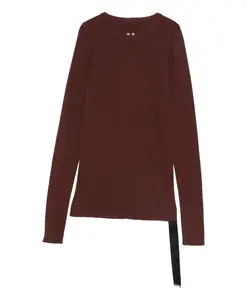 Коричневая ребристая футболка с круглым вырезом Rick Owens, коричневый