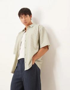 Свободная рубашка ASOS DESIGN в полоску цвета хаки