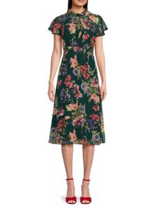 Платье-миди с цветочным принтом Vince Camuto, цвет Hunter