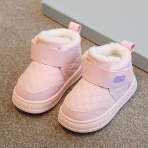 Повседневные теплые зимние ботинки для малышей с плюшевой подкладкой, снегоступы с мягкой подошвой, нескользящие обувь для прогулок на улице Generic, Pink