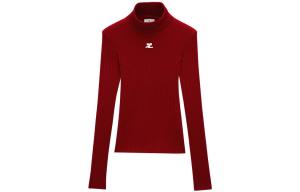 Куррэж Свитер с высоким воротником из ребристого трикотажа 'Красный' COURREGES